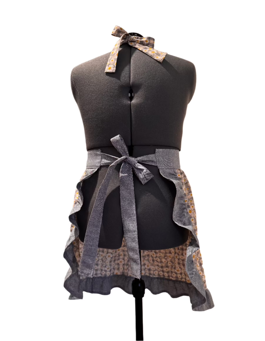 Classic Apron (Checker Denim & Daisies)