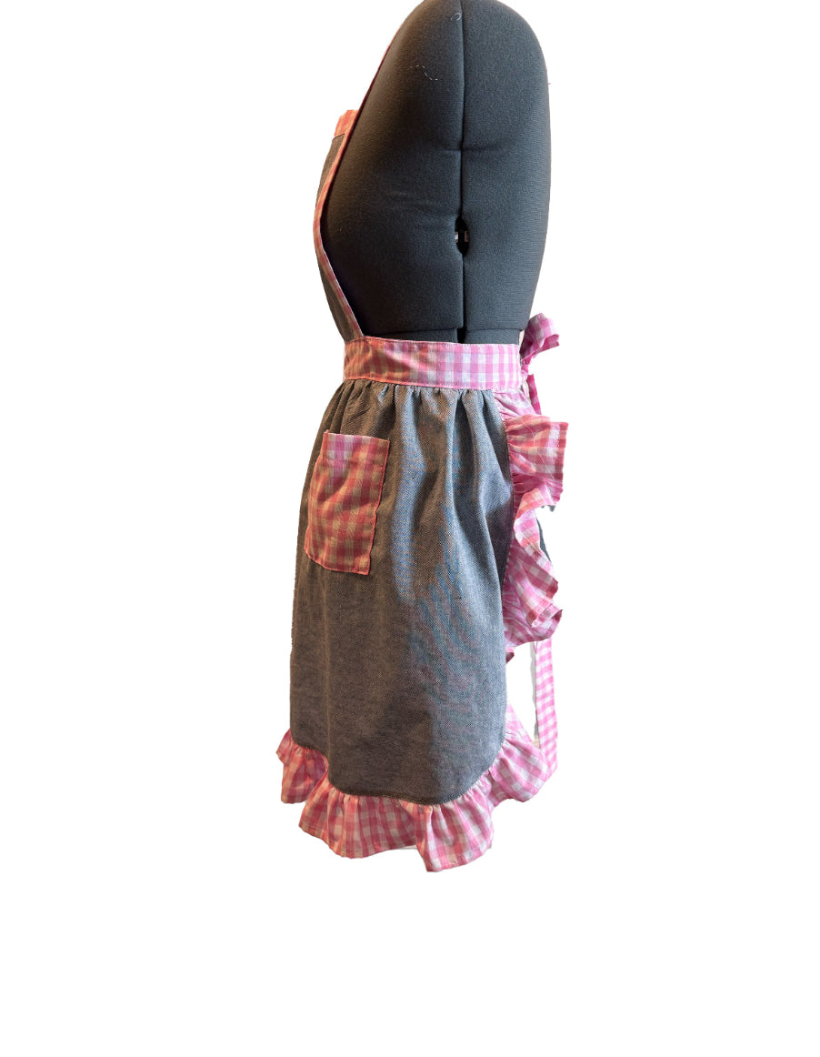 Classic Apron (Pink Checker & Denim)