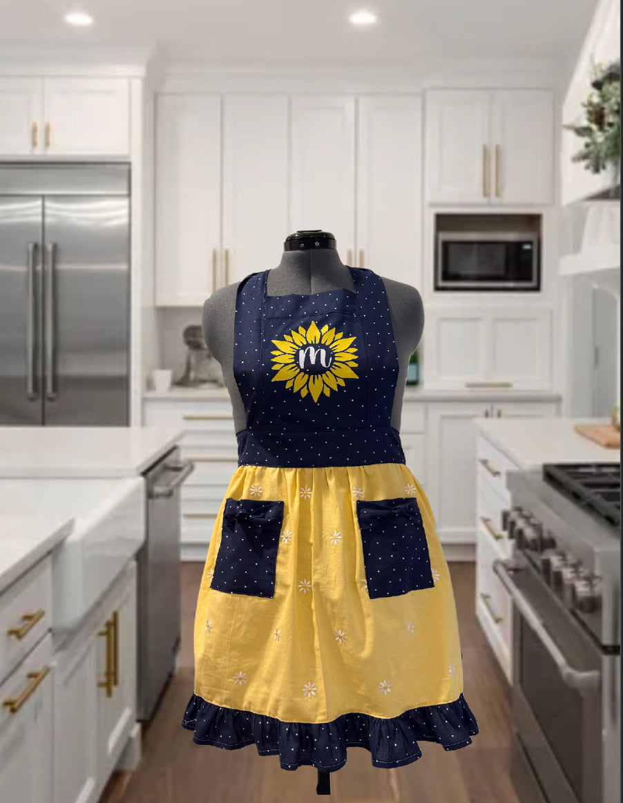 Classic Apron (Sunflower Monogram)