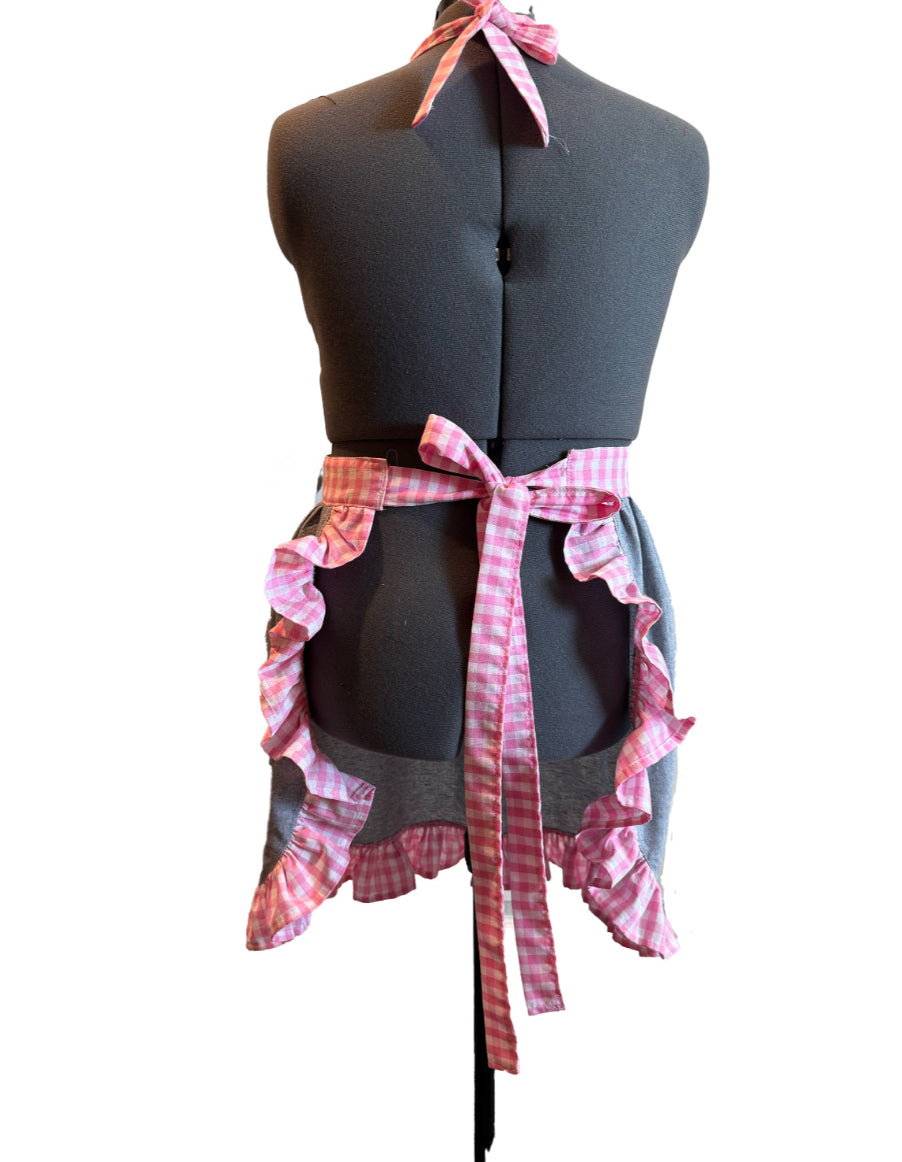 Classic Apron (Pink Checker & Denim)