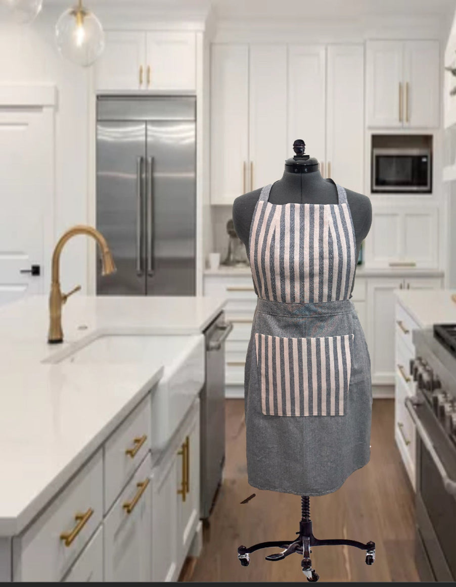 Classic Apron (Denim & Stripes)