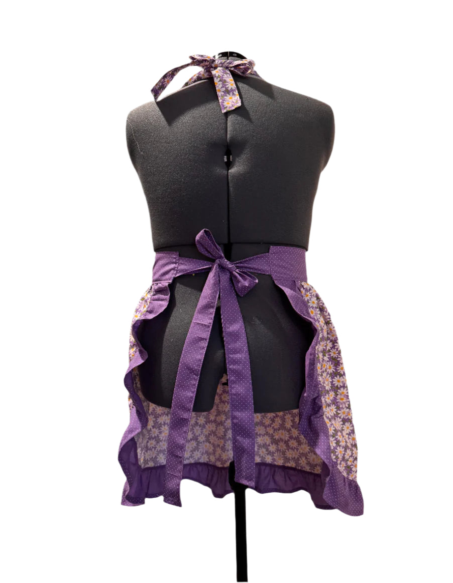 Classic Apron (Purple Polka Dot & Daisies)