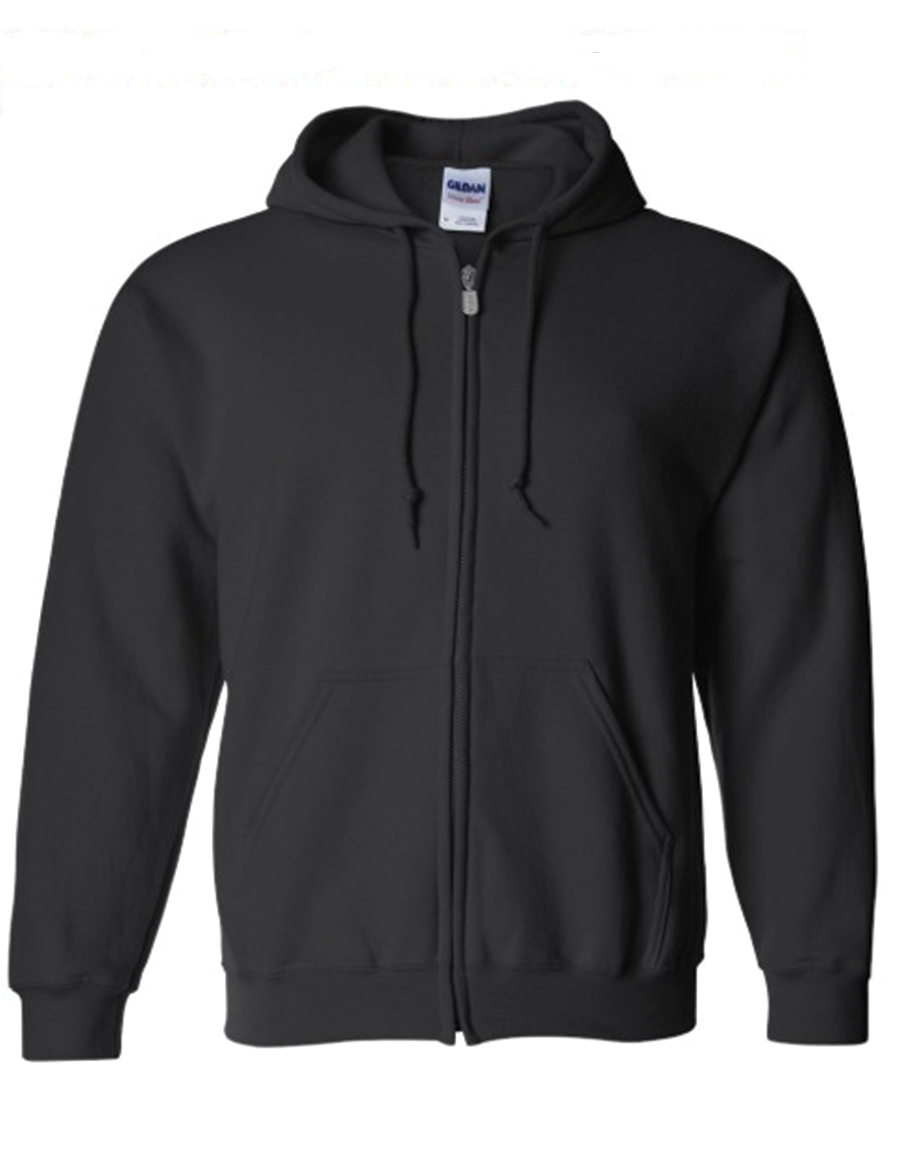 Gildan Full Zip Hooded Sweatshirt Left Upper Chest Embroidered Logo