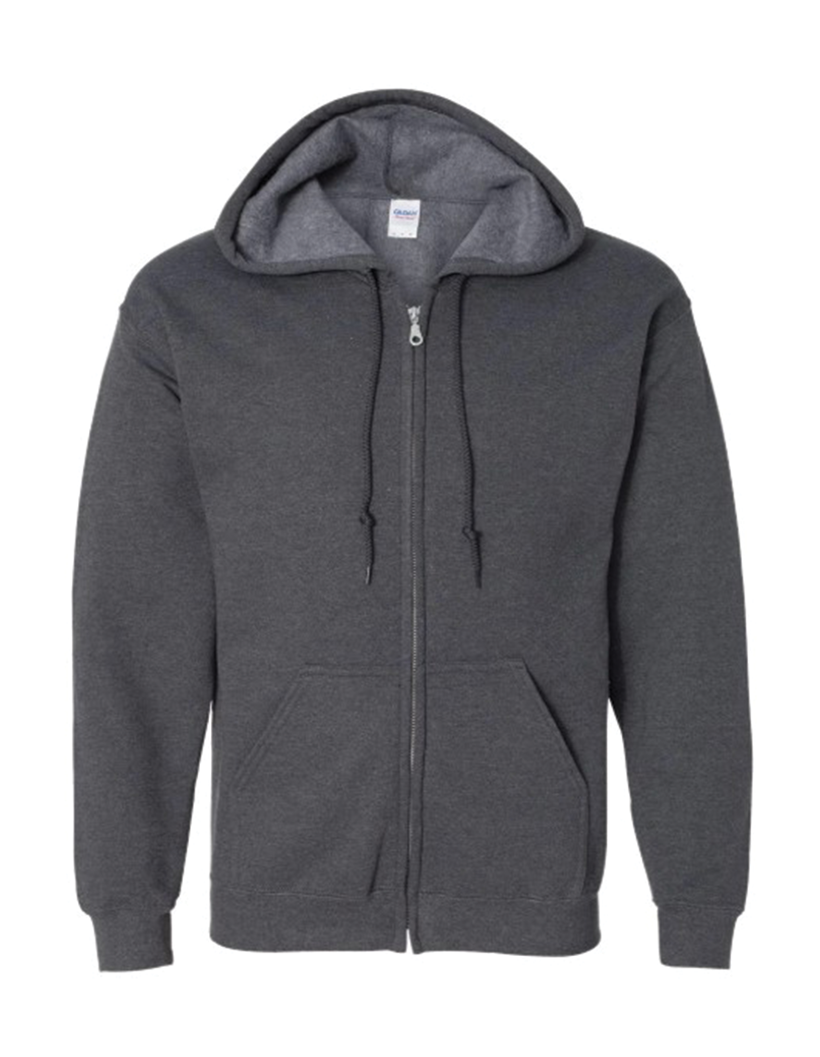Gildan Full Zip Hooded Sweatshirt Left Upper Chest Embroidered Logo